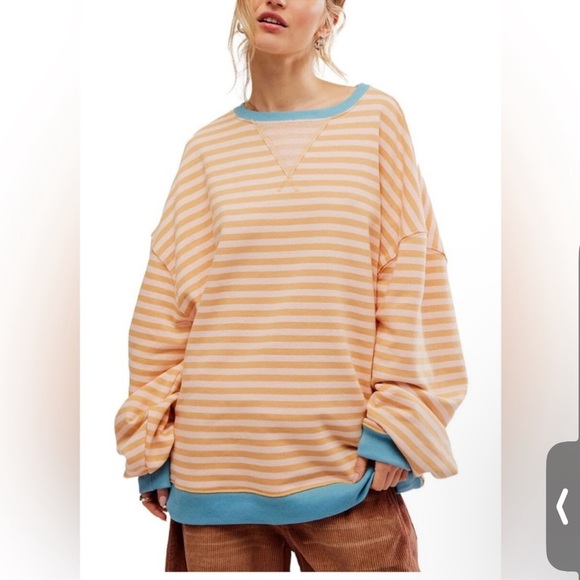 NWT- Free people size L striped sweatshirt - Picture 2 of 9